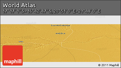 Physical Panoramic Map of the Area around 16° 59' 54" S, 21° 19' 30" E