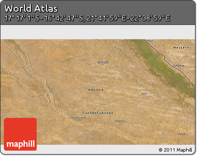 Satellite 3D Map of the Area around 16° 59' 54" S, 22° 10' 29" E