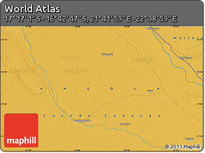 Physical Map of the Area around 16° 59' 54" S, 22° 10' 29" E
