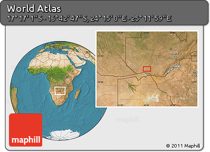 Satellite Location Map of the Area around 16° 59' 54" S, 24° 43' 30" E