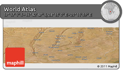 Satellite Panoramic Map of the Area around 16° 59' 54" S, 24° 43' 30" E