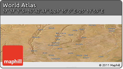 Satellite Panoramic Map of the Area around 16° 59' 54" S, 24° 43' 30" E