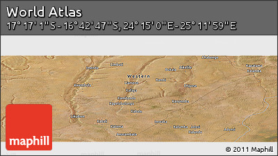 Satellite Panoramic Map of the Area around 16° 59' 54" S, 24° 43' 30" E
