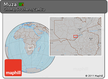 Gray Location Map of Muza, hill shading