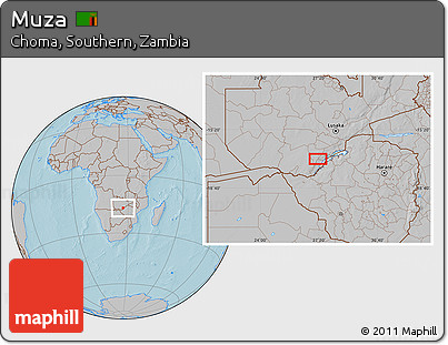 Gray Location Map of Muza, hill shading