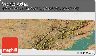 Satellite Panoramic Map of the Area around 16° 59' 54" S, 27° 16' 29" E