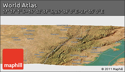 Satellite Panoramic Map of the Area around 16° 59' 54" S, 27° 16' 29" E