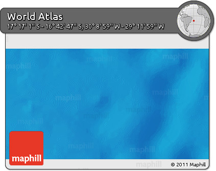 Physical 3D Map of the Area around 16° 59' 54" S, 29° 40' 29" W