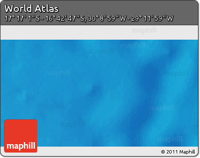 Physical 3D Map of the Area around 16° 59' 54" S, 29° 40' 29" W