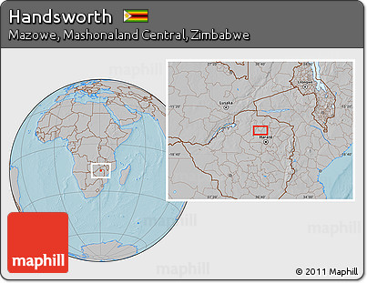 Gray Location Map of Handsworth, hill shading