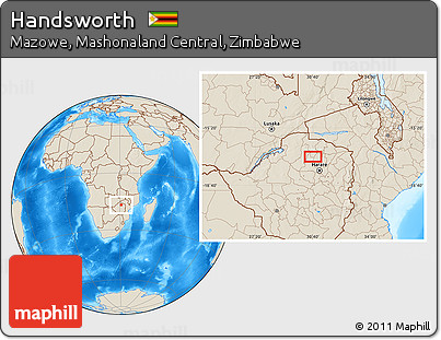 Shaded Relief Location Map of Handsworth