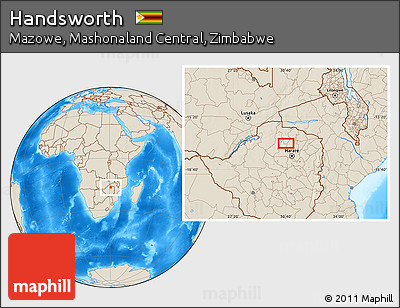 Shaded Relief Location Map of Handsworth