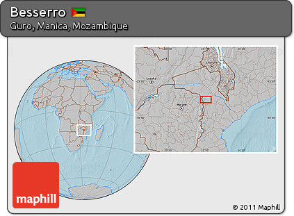 Gray Location Map of Besserro, hill shading