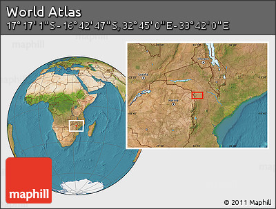 Satellite Location Map of the Area around 16° 59' 54" S, 33° 13' 30" E