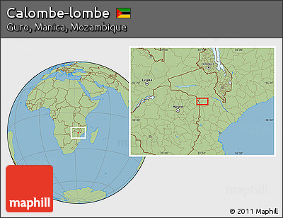 Savanna Style Location Map of Calombe-lombe
