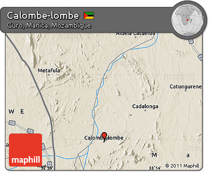 Shaded Relief Map of Calombe-lombe