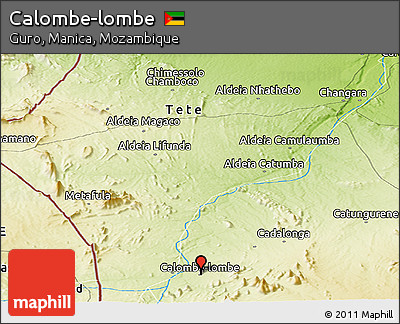 Physical Panoramic Map of Calombe-lombe