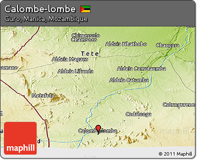 Physical Panoramic Map of Calombe-lombe
