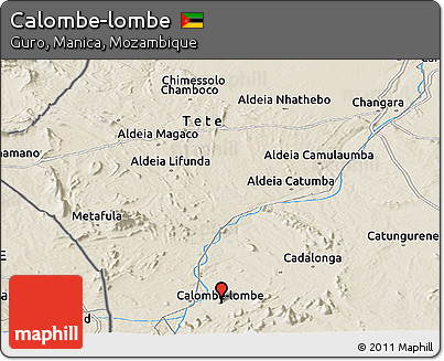Shaded Relief Panoramic Map of Calombe-lombe
