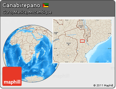 Shaded Relief Location Map of Canabirepano