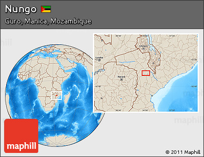Shaded Relief Location Map of Nungo