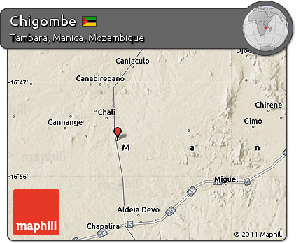 Shaded Relief Map of Chigombe