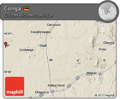 Shaded Relief Map of Conga