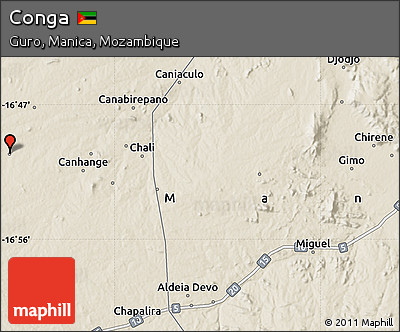 Shaded Relief Map of Conga