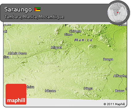 Physical Panoramic Map of Saraungo