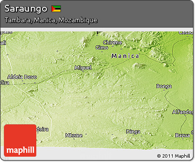 Physical Panoramic Map of Saraungo