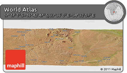 Satellite Panoramic Map of the Area around 16° 59' 54" S, 34° 4' 30" E