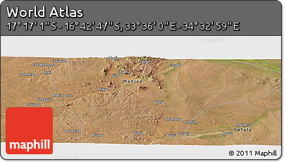 Satellite Panoramic Map of the Area around 16° 59' 54" S, 34° 4' 30" E