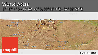 Satellite Panoramic Map of the Area around 16° 59' 54" S, 34° 4' 30" E