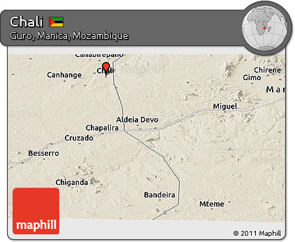 Shaded Relief Panoramic Map of Chali