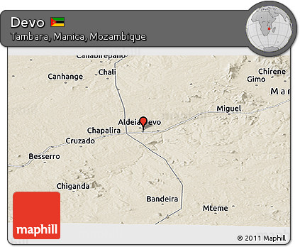 Shaded Relief Panoramic Map of Devo