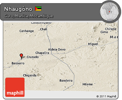 Shaded Relief Panoramic Map of Nhaugôno