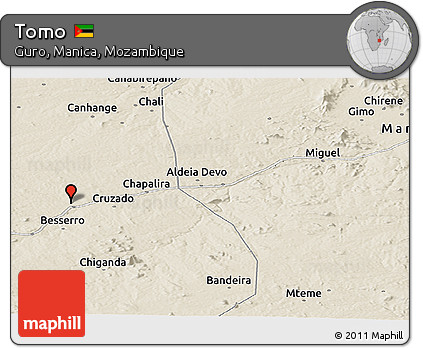 Shaded Relief Panoramic Map of Tomo