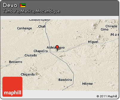 Shaded Relief Panoramic Map of Devo