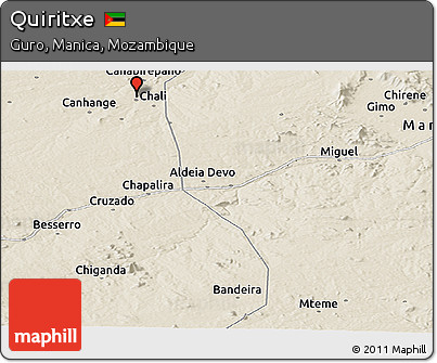 Shaded Relief Panoramic Map of Quiritxe