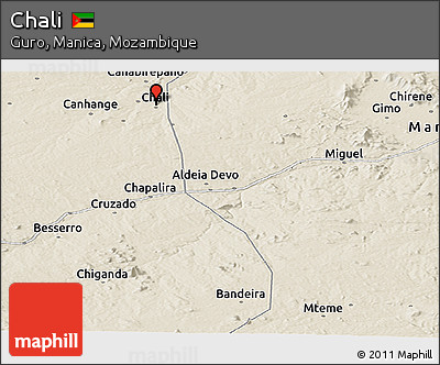 Shaded Relief Panoramic Map of Chali