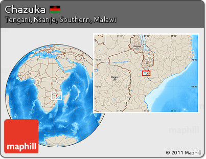 Shaded Relief Location Map of Chazuka