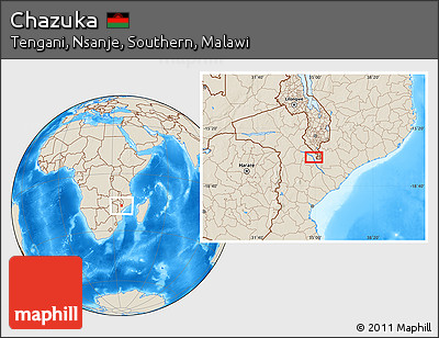 Shaded Relief Location Map of Chazuka