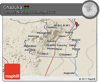 Shaded Relief Panoramic Map of Chazuka