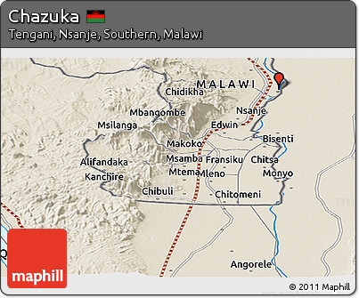 Shaded Relief Panoramic Map of Chazuka