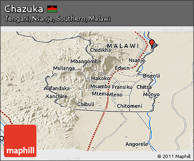Shaded Relief Panoramic Map of Chazuka