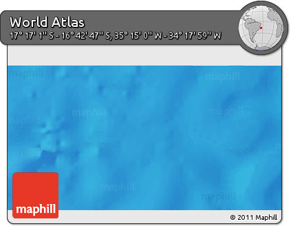 Physical 3D Map of the Area around 16° 59' 54" S, 34° 46' 29" W
