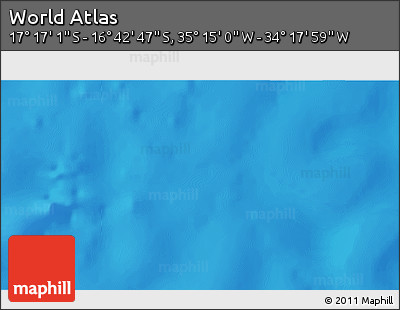Physical 3D Map of the Area around 16° 59' 54" S, 34° 46' 29" W