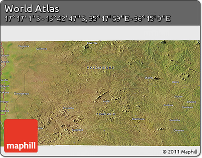 Satellite 3D Map of the Area around 16° 59' 54" S, 35° 46' 29" E