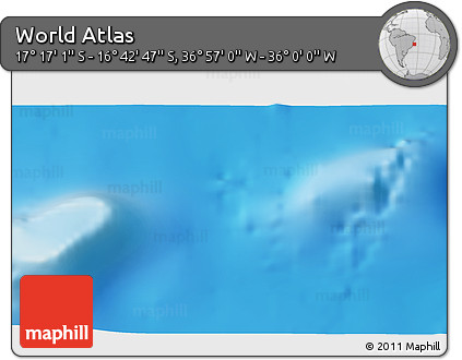Physical 3D Map of the Area around 16° 59' 54" S, 36° 28' 30" W