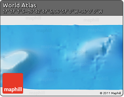 Physical 3D Map of the Area around 16° 59' 54" S, 36° 28' 30" W